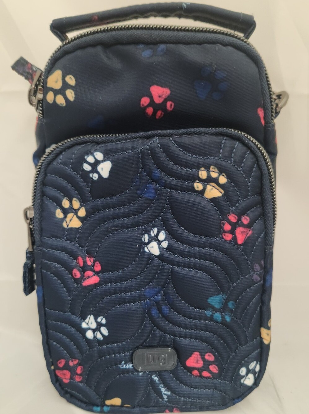 Lug Skeeter Navy Paw Print Crossbody Bag Like New!!